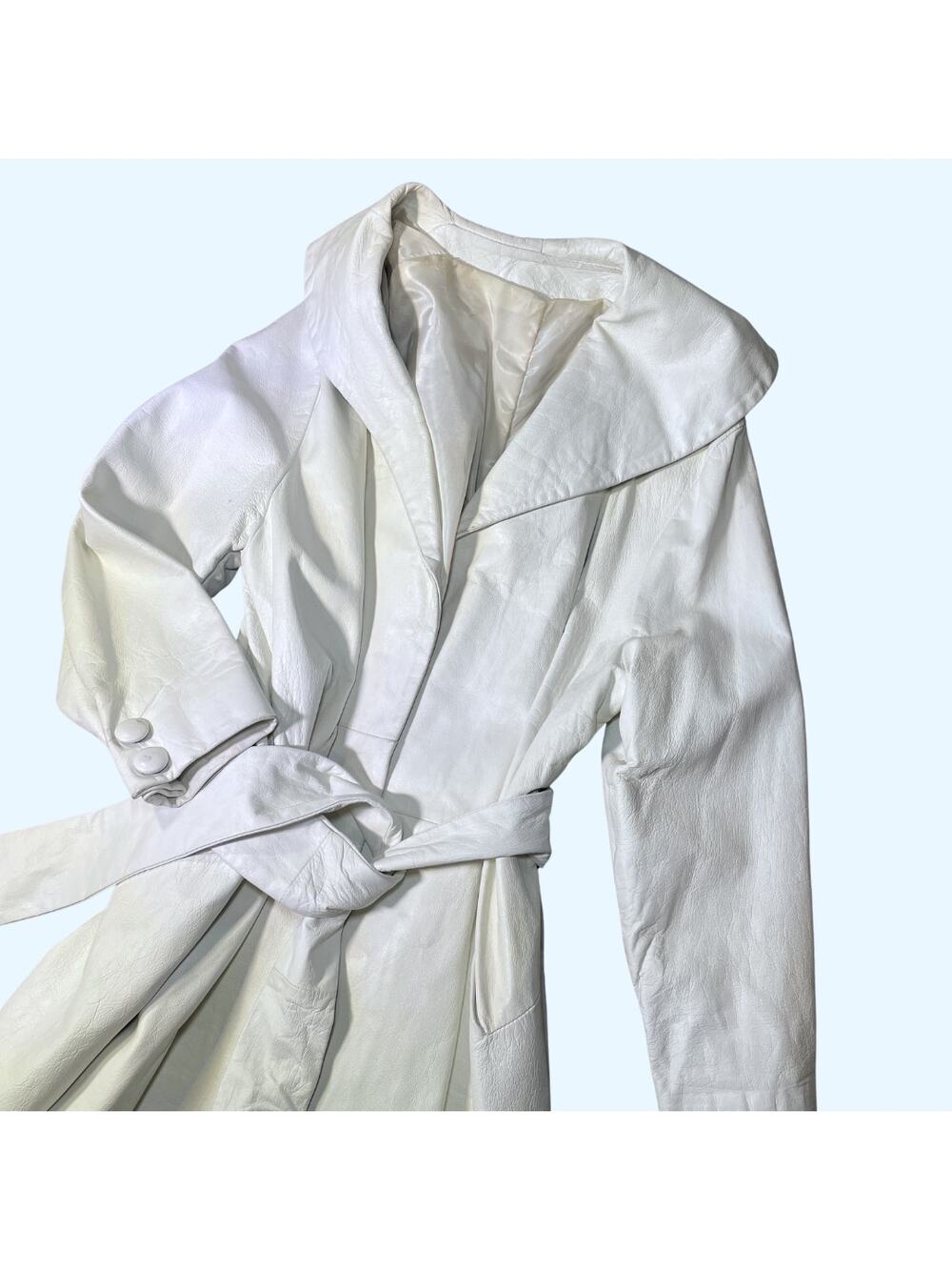 Vintage Wilson's Women's Cream White Leather Trench Coat